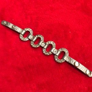 Leather and rhinestone bracelet